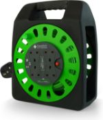 RRP £23.99 - Desiretech - 18 Metre Portable Cable Reel Extension Lead - 4 Shuttered Sockets, Thermal