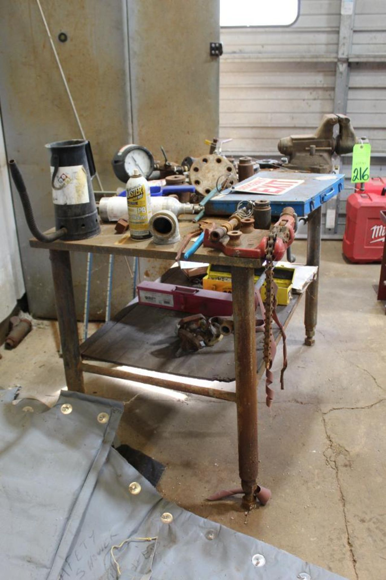 Cv4 Reed Steel Table with Contents- Vise, Sockets, Reed Chain Vise No. CV4