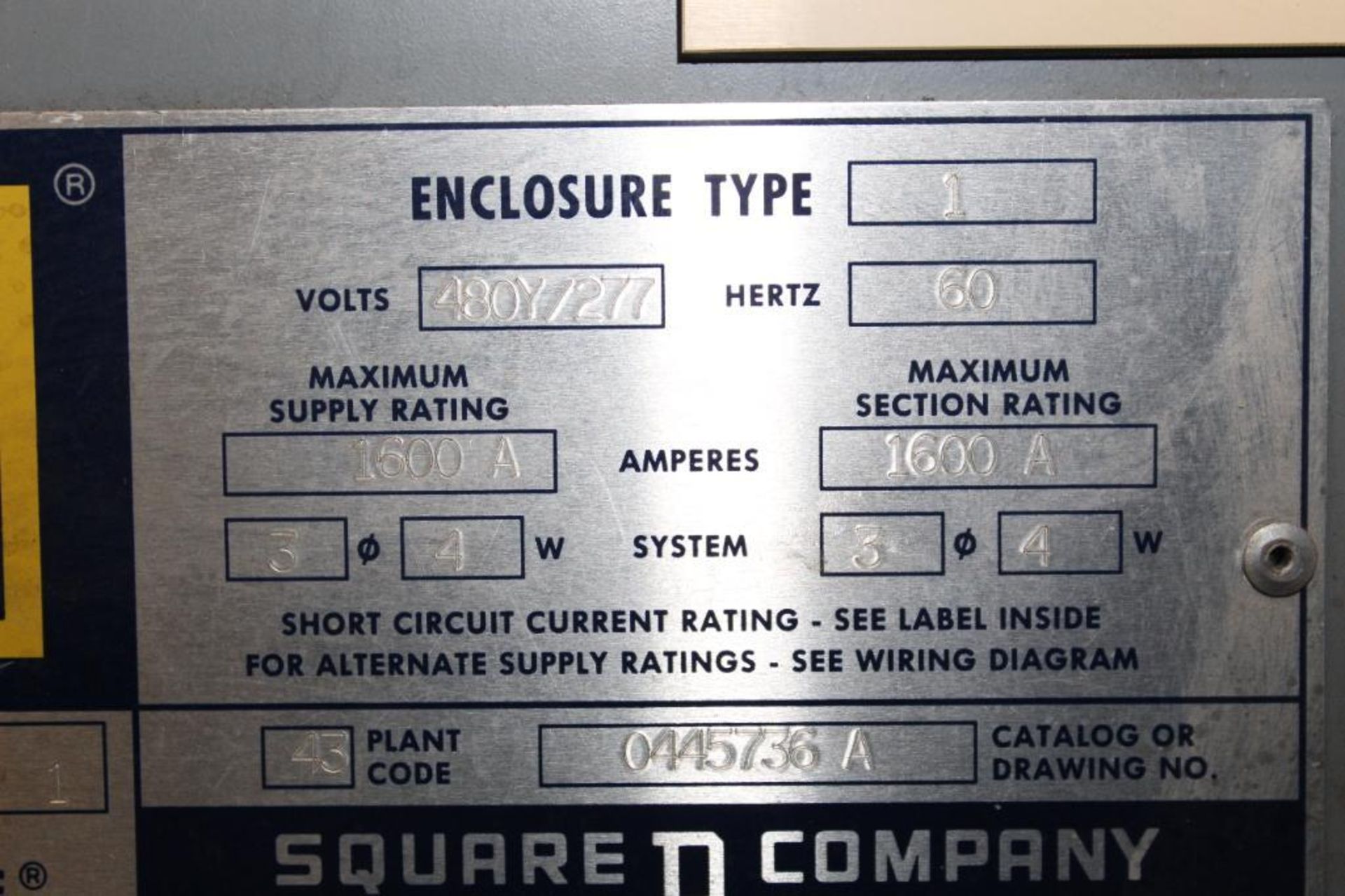Square D Main Switchboard Enclosure Type:1, Volts:480y/277, Hertz:60 ...