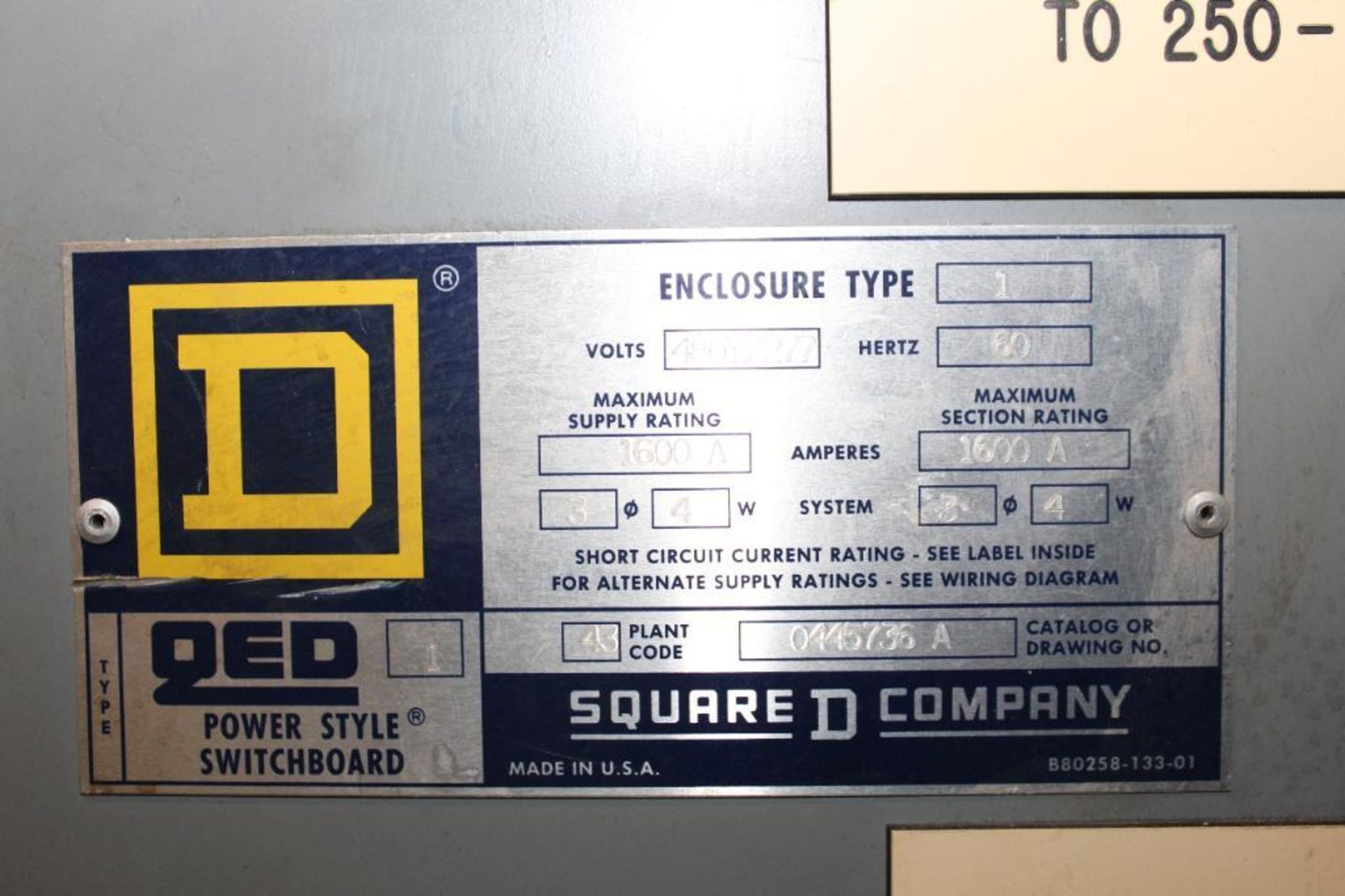 Square D Main Switchboard Enclosure Type:1, Volts:480y/277, Hertz:60 ...