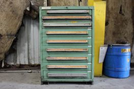 9 Drawer Cabinet with Contents- Allen Wrenches, Cap Head Screws and Tool Holders