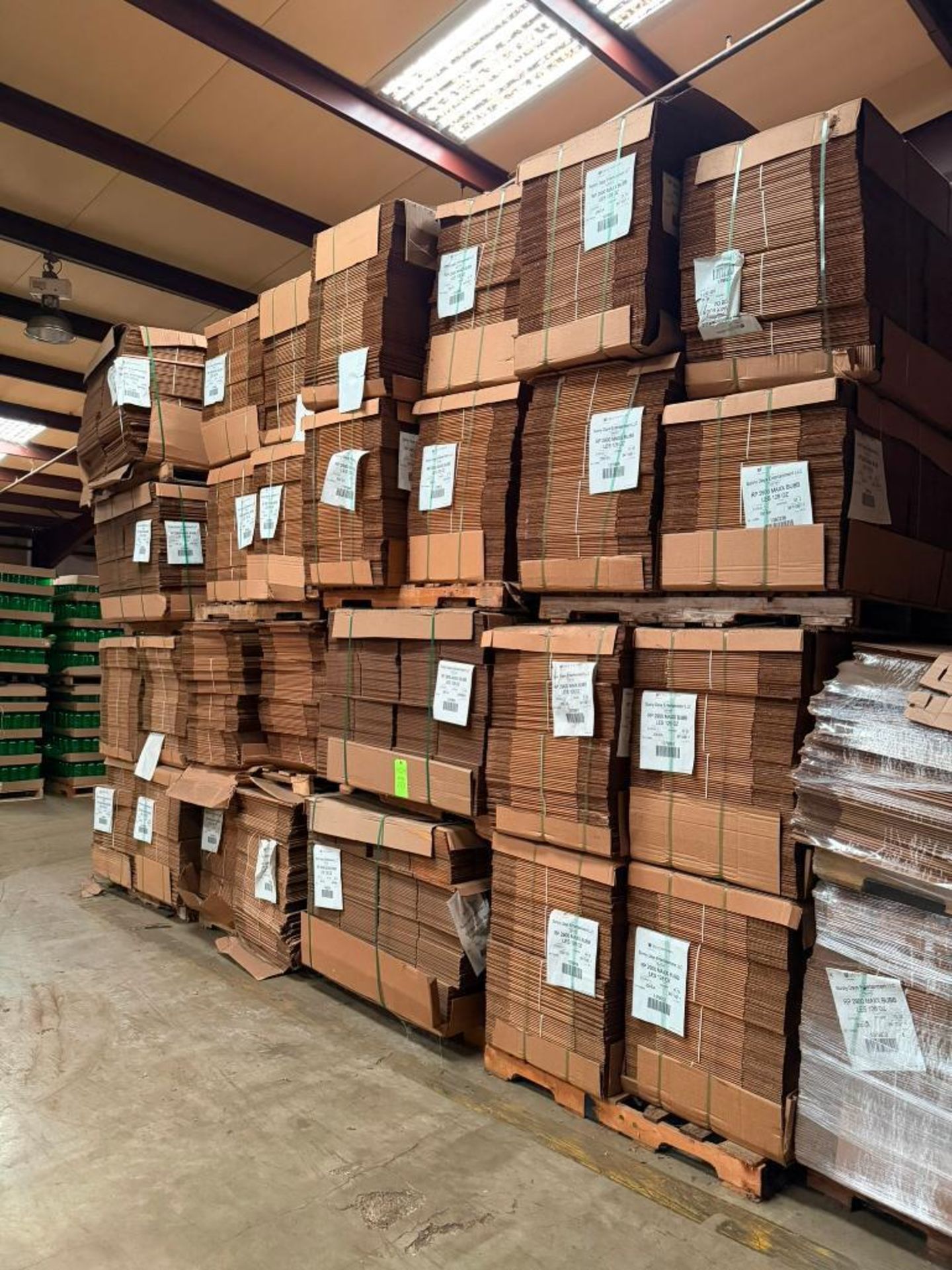 Lot of Approximately Thirty-Two (32) Bundles of New Corrugated Boxes ...