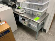 Thunder Group work table with stainless steel table top and galvanized shelf.