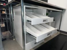 Lot of (2) metal vial cabinets with pull out drawers. 24"x35.5".