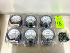 Lot of (6) Dwyer DM-2300 4" Magnehelic pressure gages.