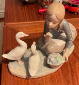 Lladro Goose Girl Figurine