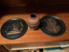 2 Metal Plate Depicting Egyptian Scenes 8 inch diaper