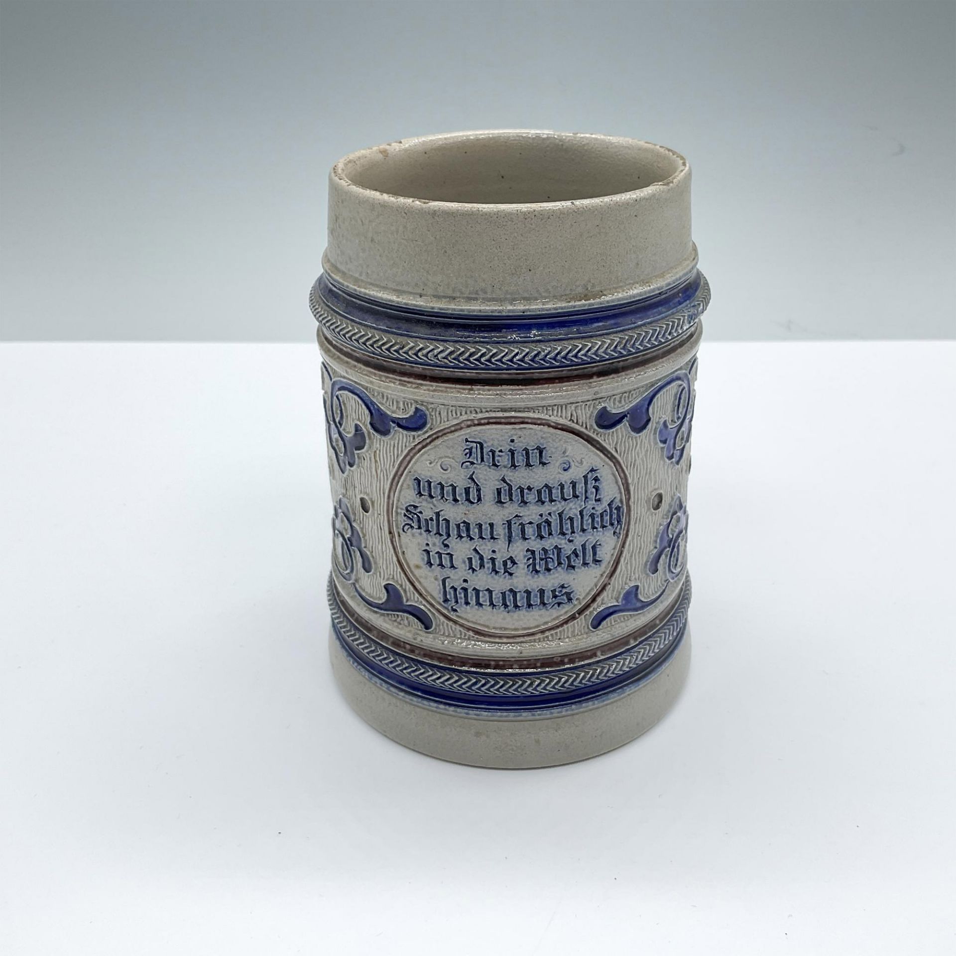 Antique Simon Peter Gerz Pottery Motto Beer Stein - Bild 2 aus 5
