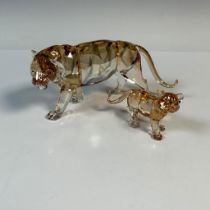 2pc Swarovski Crystal Figurine, Tiger and Cub