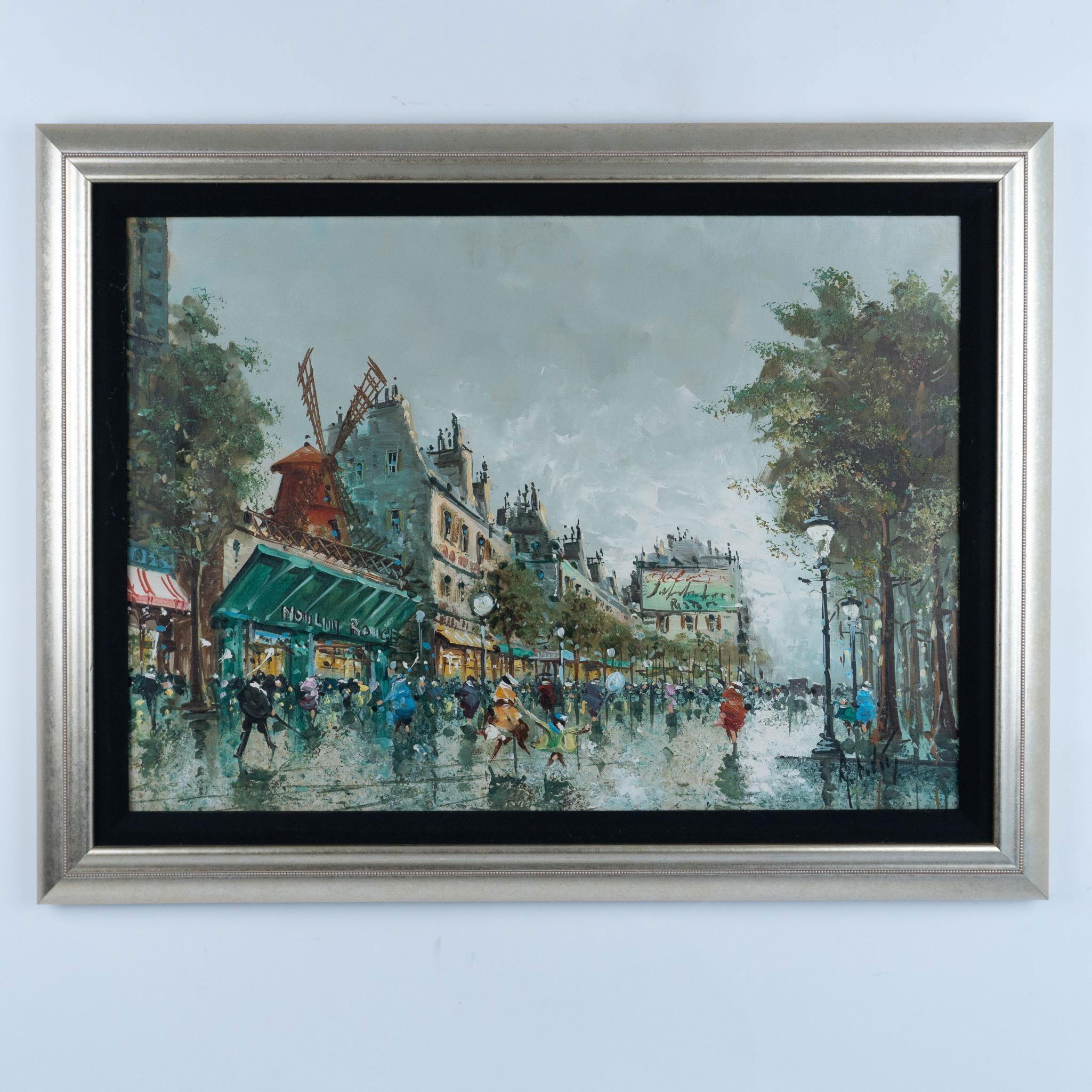 Original Impressionist Oil on Canvas, Moulin-Rouge, Signed