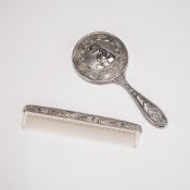 2pc Baby Vanity Set Silver Pated with Teddy Bear Design