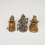 3pc Stylized Cast Metal Figural Amulets