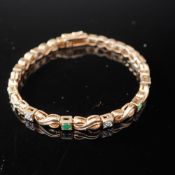 Sterling Silver with Green Stone Accents Tennis Bracelet