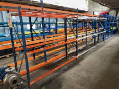 3 BAYS OF SHELVING - 2M HIGH X 2.25M WIDE X 0.6M DEEP - 4 UPRIGHTS AND 18 BEAMS