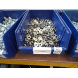 BLUE STORAGE TUB OF WASHERS
