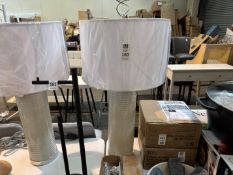 CIMC HOME GREY STRIPED TALL TABLE LAMP W/ WHITE SHADE