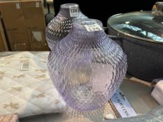 HAPPY HOMEWARES SOFT LILAC DIAMOND ETCHED GLASS PENDANT LIGHT SHADE