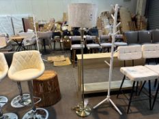 ANTIQUE BRASS STYLE STANDARD FLOOR LAMP W/ LINEN SHADE