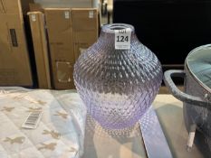 HAPPY HOMEWARES SOFT LILAC DIAMOND ETCHED GLASS PENDANT LIGHT SHADE