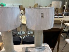 CIMC HOME GREY STRIPED TALL TABLE LAMP W/ WHITE SHADE