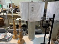 CIMC HOME GREY STRIPED TALL TABLE LAMP W/ WHITE SHADE