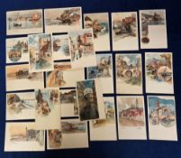 Postcards, Manuel Wielandt, 22 attractive artist drawn cards to include Venezia, Nervi, Pegli,