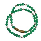 Kette von CHRIST, GG 585/000 (geprüft), Chrysopraskugeln D = 8,0 mm, Akoja-Perlen, ...