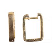 1 Paar Creolen, GG 585/000, ca. 13,2 x 17,2 mm, rechteckig aufgebaut