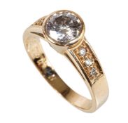 Ring, SOLITÄR, GG 585/000, 1 Brillant ca. 1,08 ct (eingraviert 1,08 ct, tw if), RW 56,5