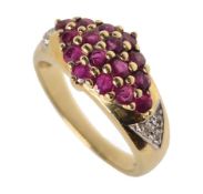 Ring, GG 585/000, 16 in Rautenform eingefasste Rubine (fac.), RW ca. 54,5, total 4,2 g