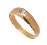 Herren-Bandring, GG 585/000, Altschliff-Diamant ca. 0,25 ct weiß, RW ca. 68, total 4,8 g