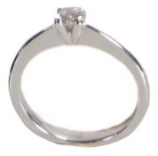 Ring SOLITÄR, WG 585/000, sig. CHRIST, 1 Brillant 0,25 ct w-if (lupenrein, eingraviert), RW ...