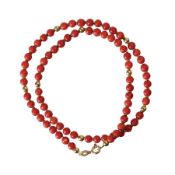 Korallenkette, Schließe WG 585/000, D = 7,0-7,7 mm, Zwischenteile WG 585/000, L = ca. 55,0 cm, ...