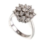 Ring KLASSIKER, WG 585/000, 19 Brillanten ca. 1,0 ct w-vsi, RW ca. 53, total 6,1 g