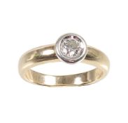 Solitär-Ring, GG 585/000, zentraler Brillant, ca. 0,25 ct w-if (lupenrein, weiß gefasst), RW ...