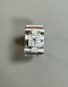 BAGUE TANK ANNEES 1940 en platine et diamants