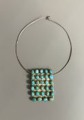 COLLIER MODERNISTE EN ARGENT 925 °/°° ET TURQUOISES