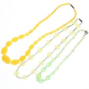 Antique Uranium Glass Necklace Collection incl. Graduated, Pressed