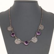 Iona Scottish Amethyst Sterling Silver Necklace, 21g