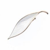 David Andersen Sterling Silver White Enamel Foliate Brooch, 7.4g