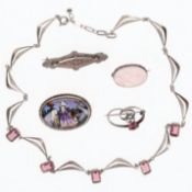 Antique and Vintage Silver Jewellery Collection incl. Rose Quartz, Butterfly Wing, Victorian, Art De