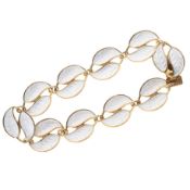 David Andersen Sterling Silver White Enamel Foliate Bracelet, 12g
