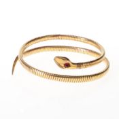 Mid Century Paste and Rolled Gold Snake Wrap Bangle