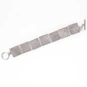 Sterling Silver Modernist Textured T-Bar Bracelet, 37g
