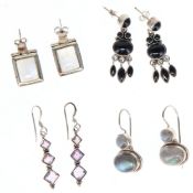 Sterling Silver Gemstone Earrings Collection incl. Moonstone, Labradorite, Amethyst, Onyx, 35g