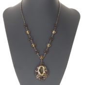 Citrine Silver Floral Pendant Necklace, 16.6g