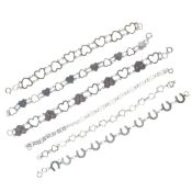 Mid-Century Silver Bracelet Collection incl. Hearts, Horseshoe, 26g