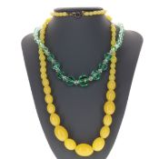 Antique Uranium Glass Necklace Collection incl. Faceted, Graduated