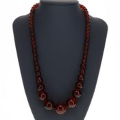 Bakelite Bead Graduated Necklace with Sterling Silver Clasp, 38g