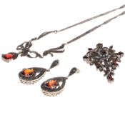 Sterling Silver Marcasite Jewellery Collection incl. Garnet, Cross, Bow, 30g